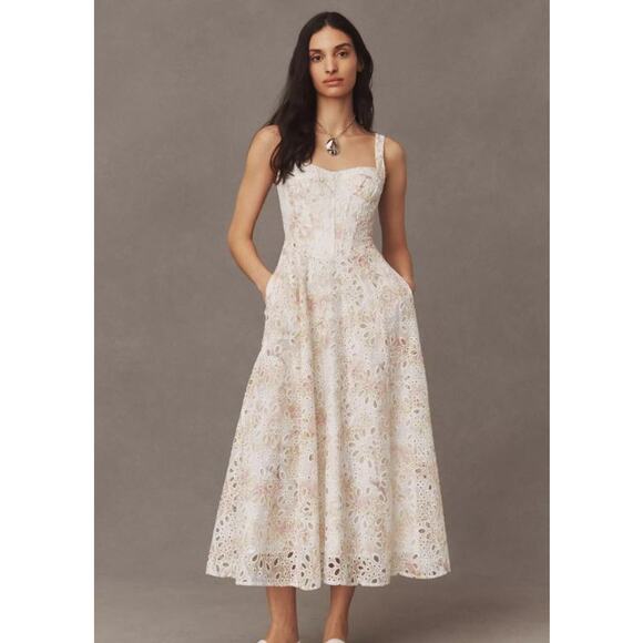 Anthropologie X Bardot Lilah Sweetheart Corset A-Line Midi Dress Multicolor XL - Picture 1 of 9